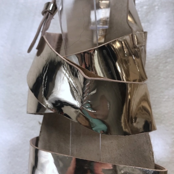 Stradivarius 39 Gold Metallic Espadrille Sandals - Picture 5 of 8